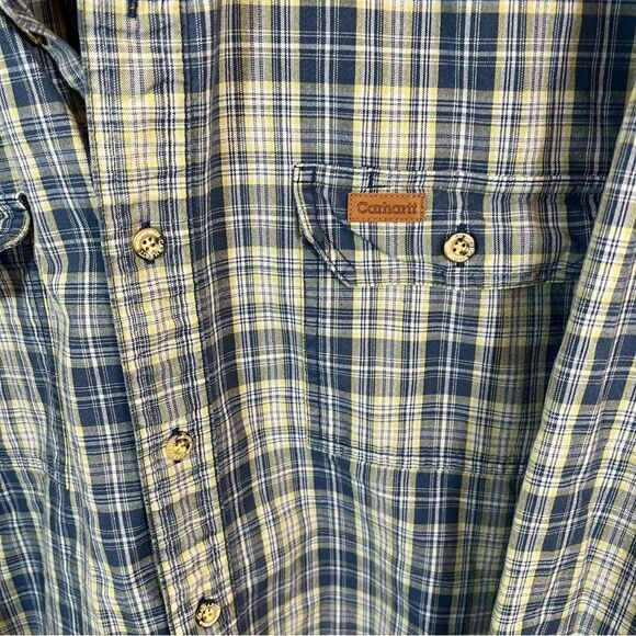 ✨ Carhartt Men’s Blue Plaid Long Sleeve Button Down Shirt Large - Picture 4 of 10
